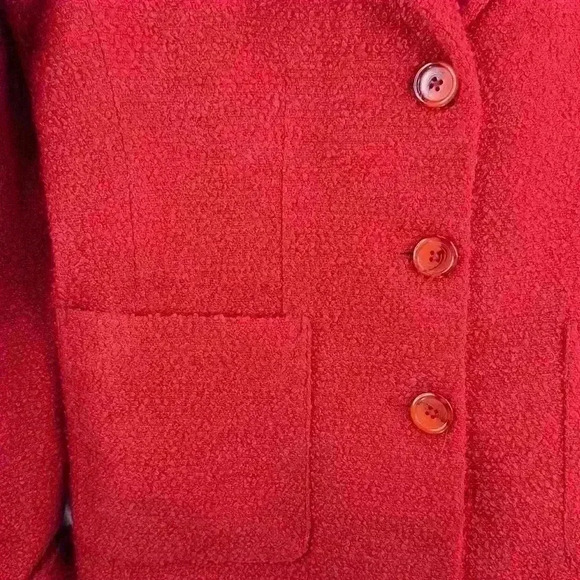 Jillian Jones Women’s Size 6 Red Boucle 3 Button 1-pocket Single Breasted Blazer - Picture 5 of 10